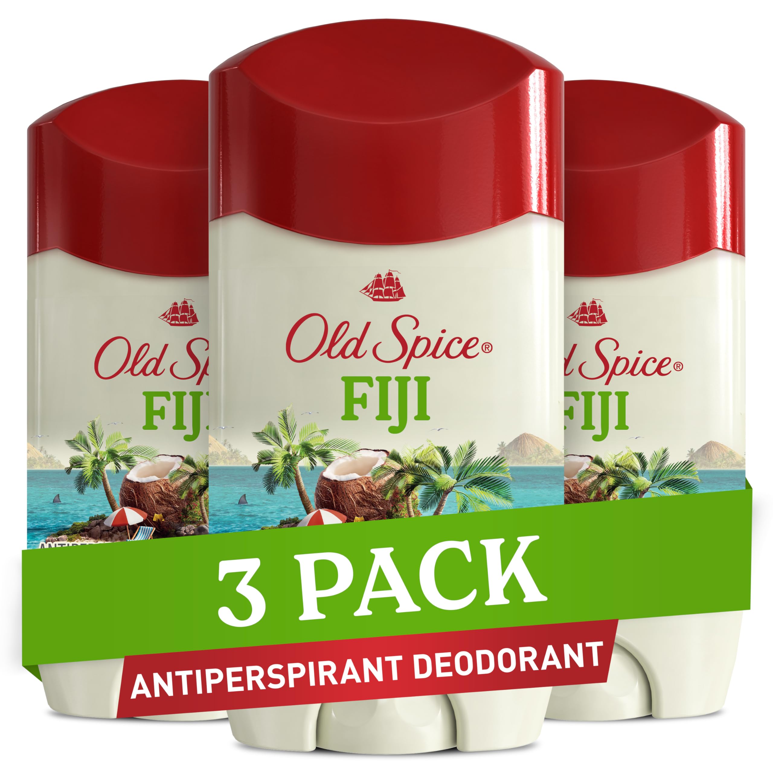 Old SpiceMen's Antiperspirant & Deodorant Fiji with Palm Tree, 2.6oz (Pack of 3)