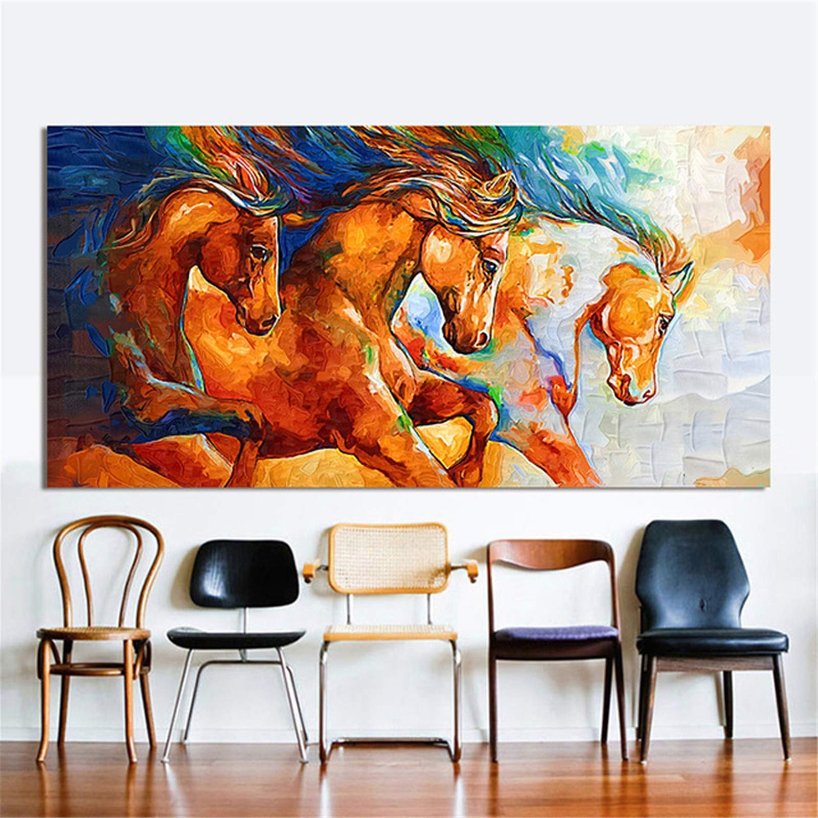 Diamond painting chevaux 5D à strass carrés pour une couverture totale