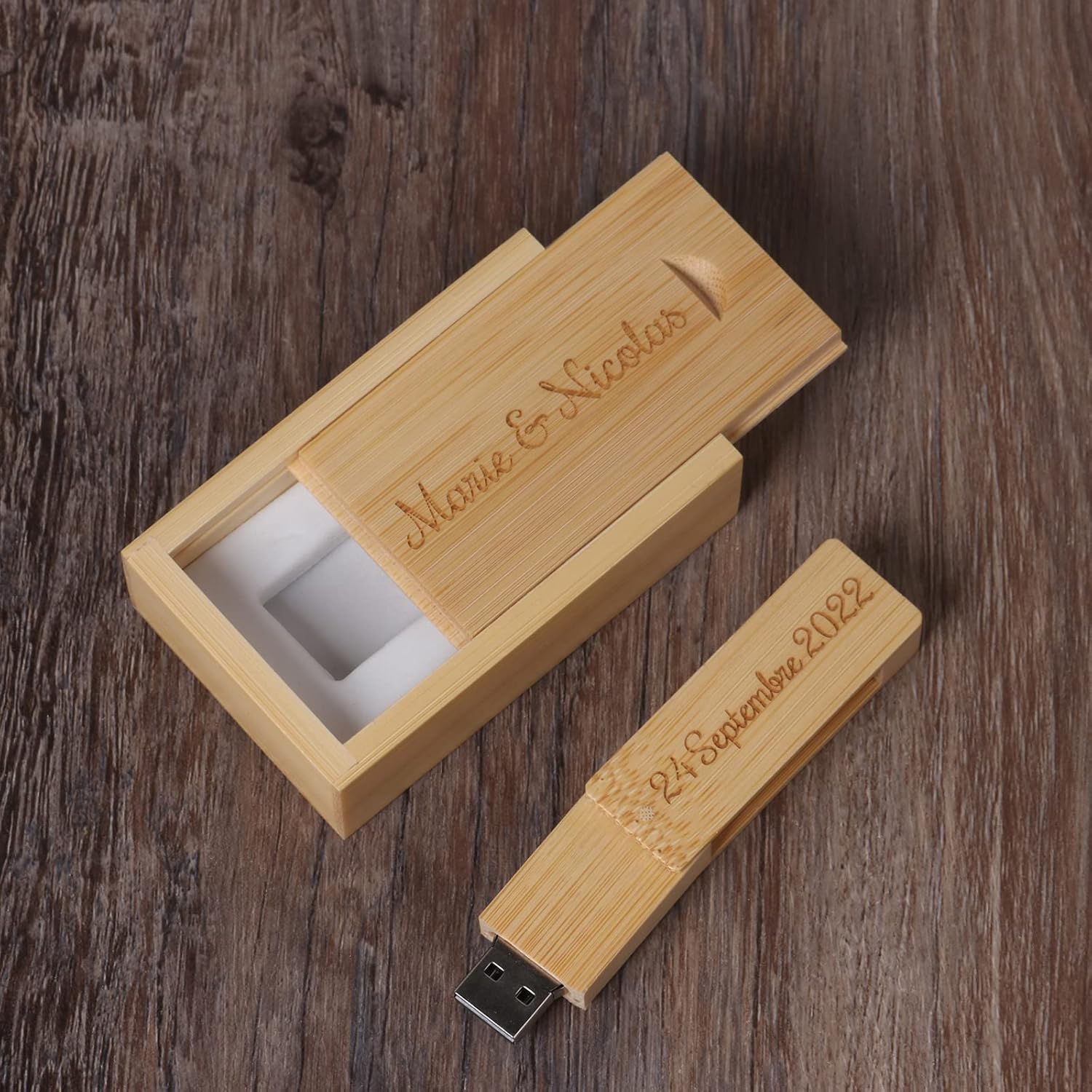 Customized Gift Personalised Engraved USB 2.0 Flash Drive Memroy Stick, Personalised Gift Engraved Wooden USB Flash Drive for Wedding, Graduation, Birthday
