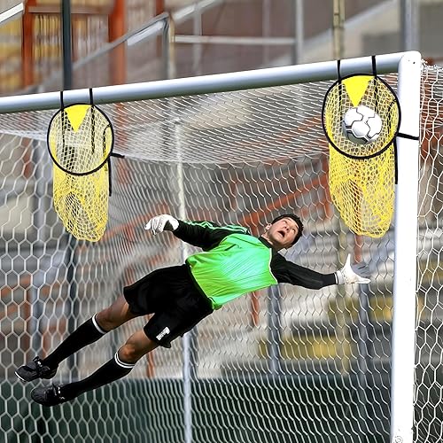 Miniatura 6 de 4 redes de objetivos de fútbol  Ayudas de entrenamiento amarillas de alta visibilidad para precisión de tiro de fútbol, fibra de vidrio duradera y