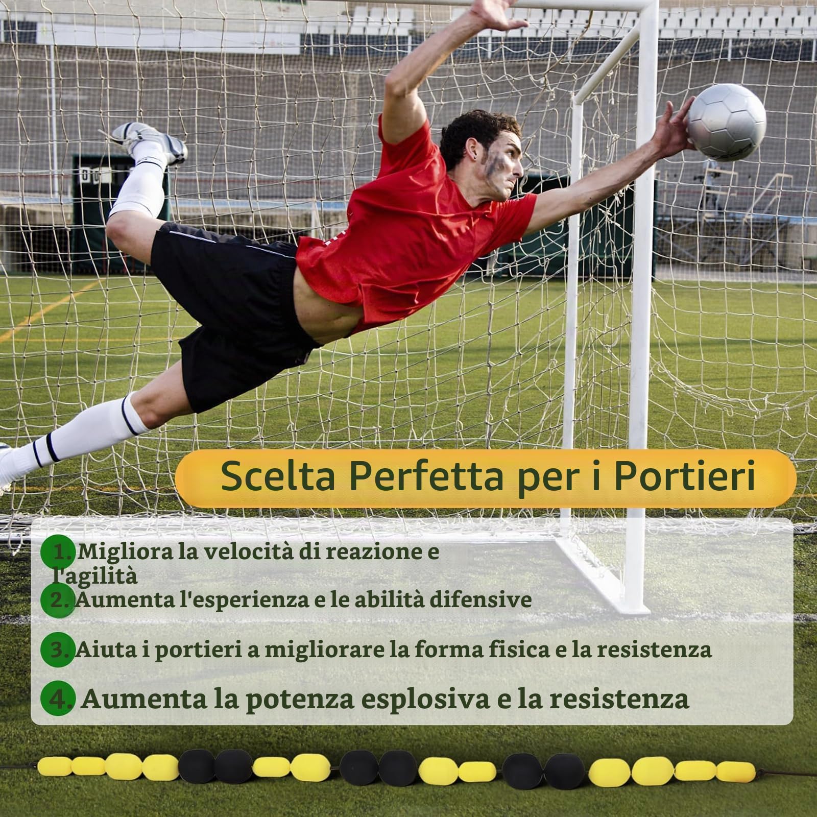 Attrezzatura per l'allenamento del Portiere, Attrezzatura per la deviazione del Portiere da 2,75 m, Deflettore a Linea Singola con 2 sacche d'Acqua, Attrezzatura per l'allenamento Calcio Ausili