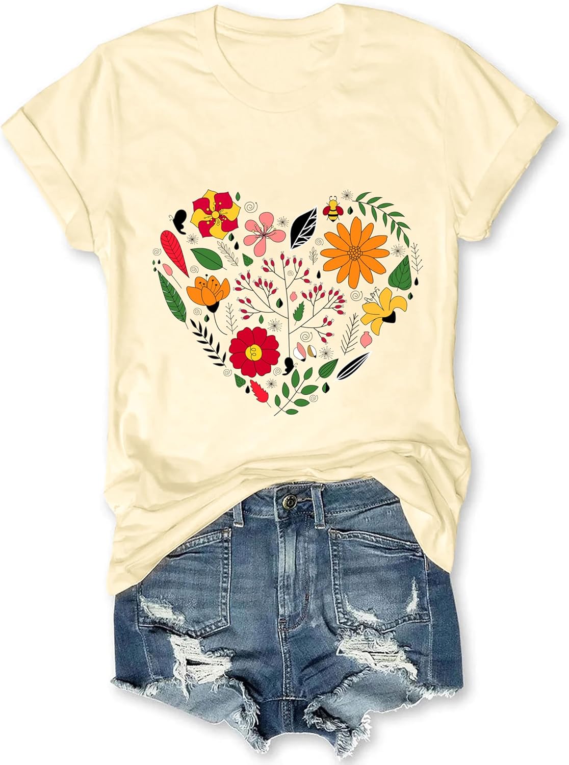Flower T Shirt for Women Vintage Floral Graphic Shirts Valentine Shirt Wildflower Short Sleeve Casual Garden Lover Tee Tops - Image 3