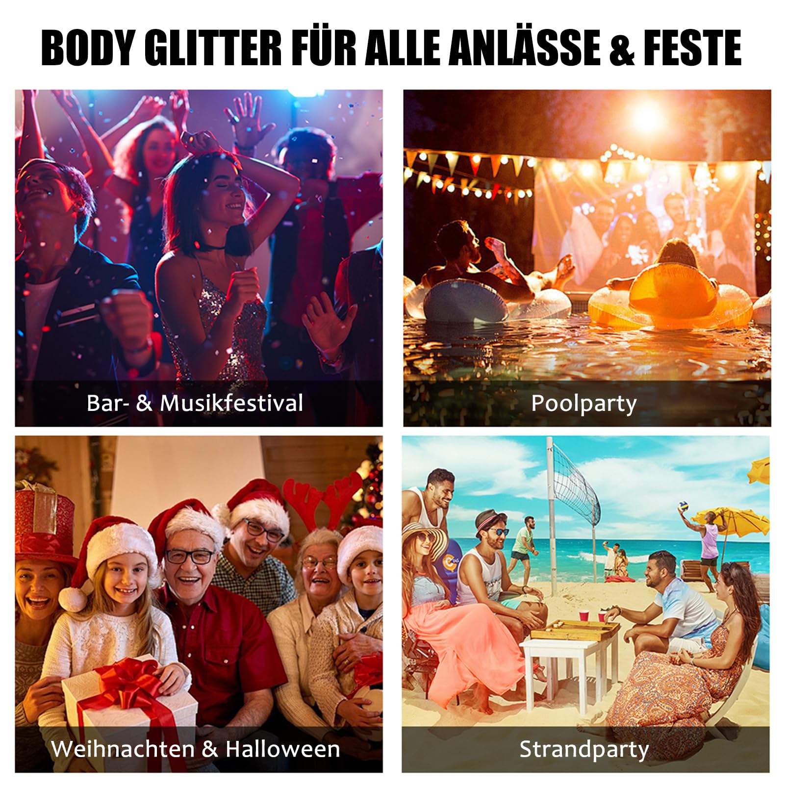 Spray glitter, spray glitter argento per capelli e corpo, spray glitter per capelli e vestiti, spray glitter per il corpo con nebbia ultrafine, accessori per festival ad asciugatura rapida Halloween