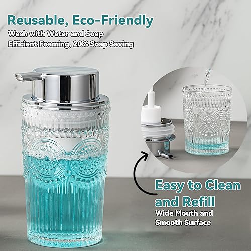 Miniatura 4 de AZMOYAC Dispensador de jabón espumoso, dispensador de jabón de manos espumoso con bomba plateada para baño y cocina, dispensador de jabón de manos