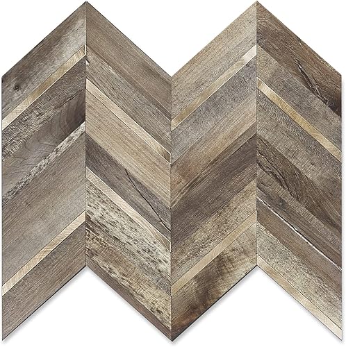 Vista 42 de STICKGOO Azulejos de espiga de 10 hojas para despegar y pegar, mármol Calacatta mezclado con PVC dorado claro en muro, azulejos de pared Calacatta