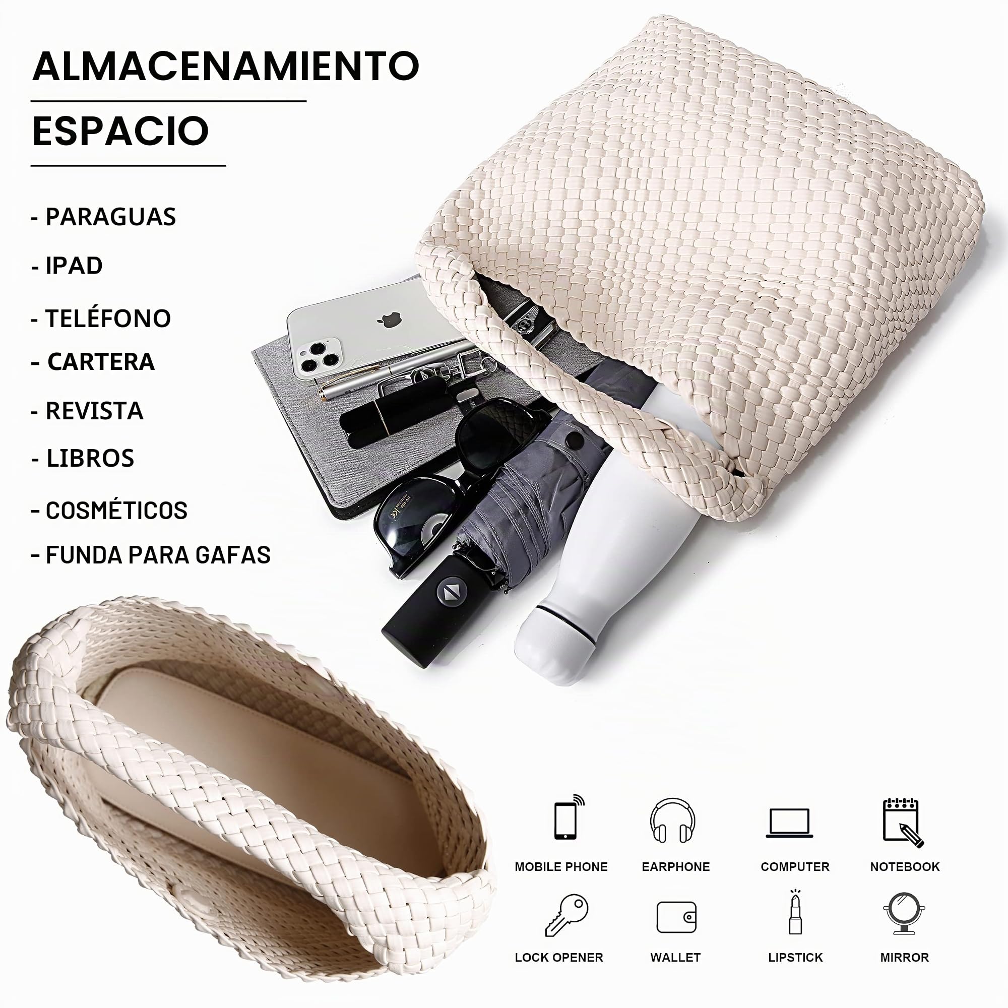 Queenoris 1134 - Bolsa de mano, bolsa de hombro, bolso de mano Mujer