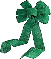 Vista 25 de Lazo de corona de cinta de arpillera natural - 10 pulgadas de ancho, colas de 18 pulgadas de largo, decoración de árbol de Navidad, casa de campo