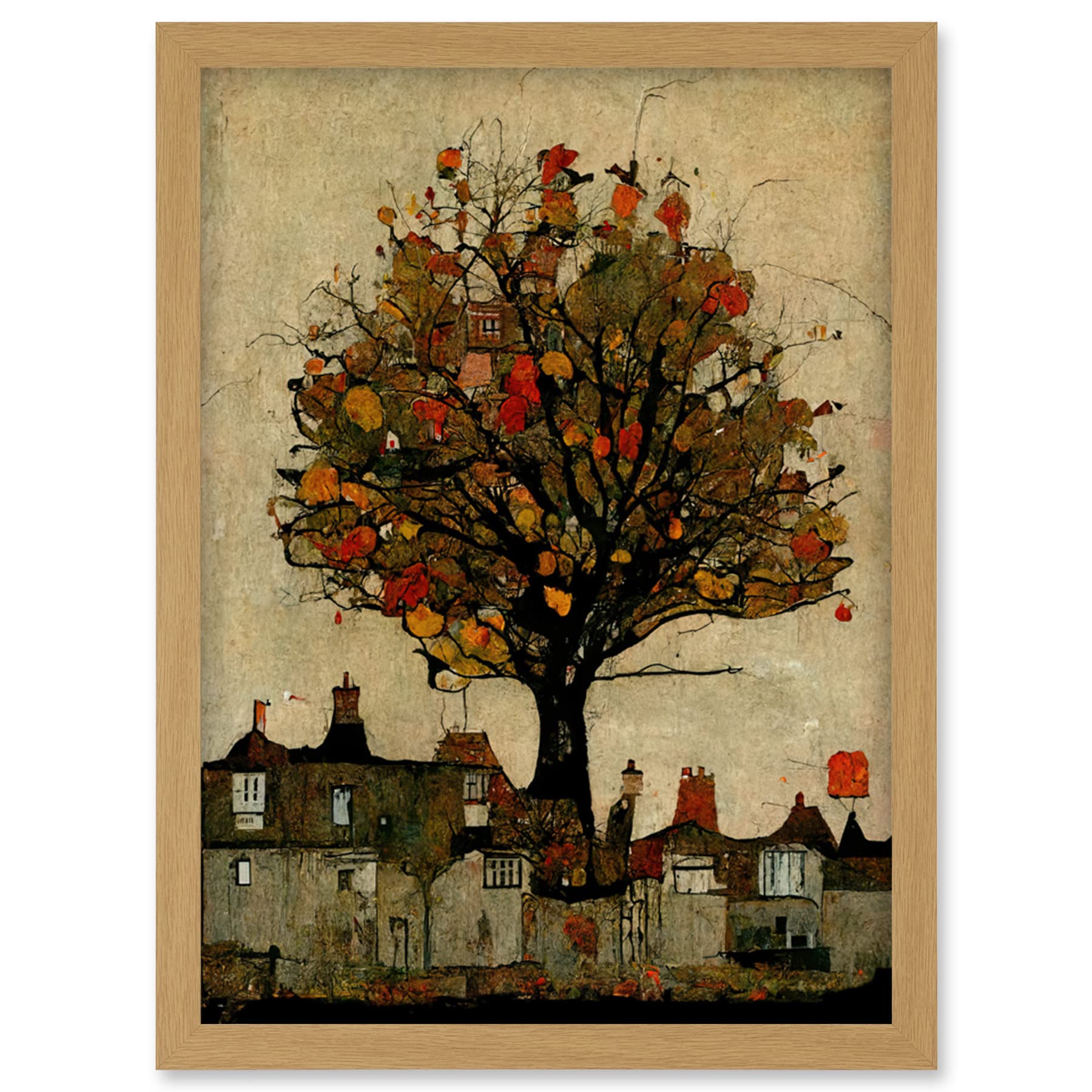 Doppelganger33 LTD Giant Untidy Quirky Street Tree Artwork Framed Wall Art Print A4