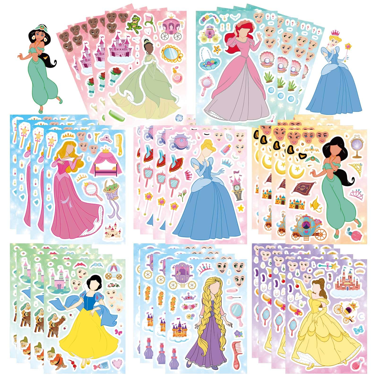 Autocollants pour enfants cadeau anniversaire princesse Make A Face pochette surprise