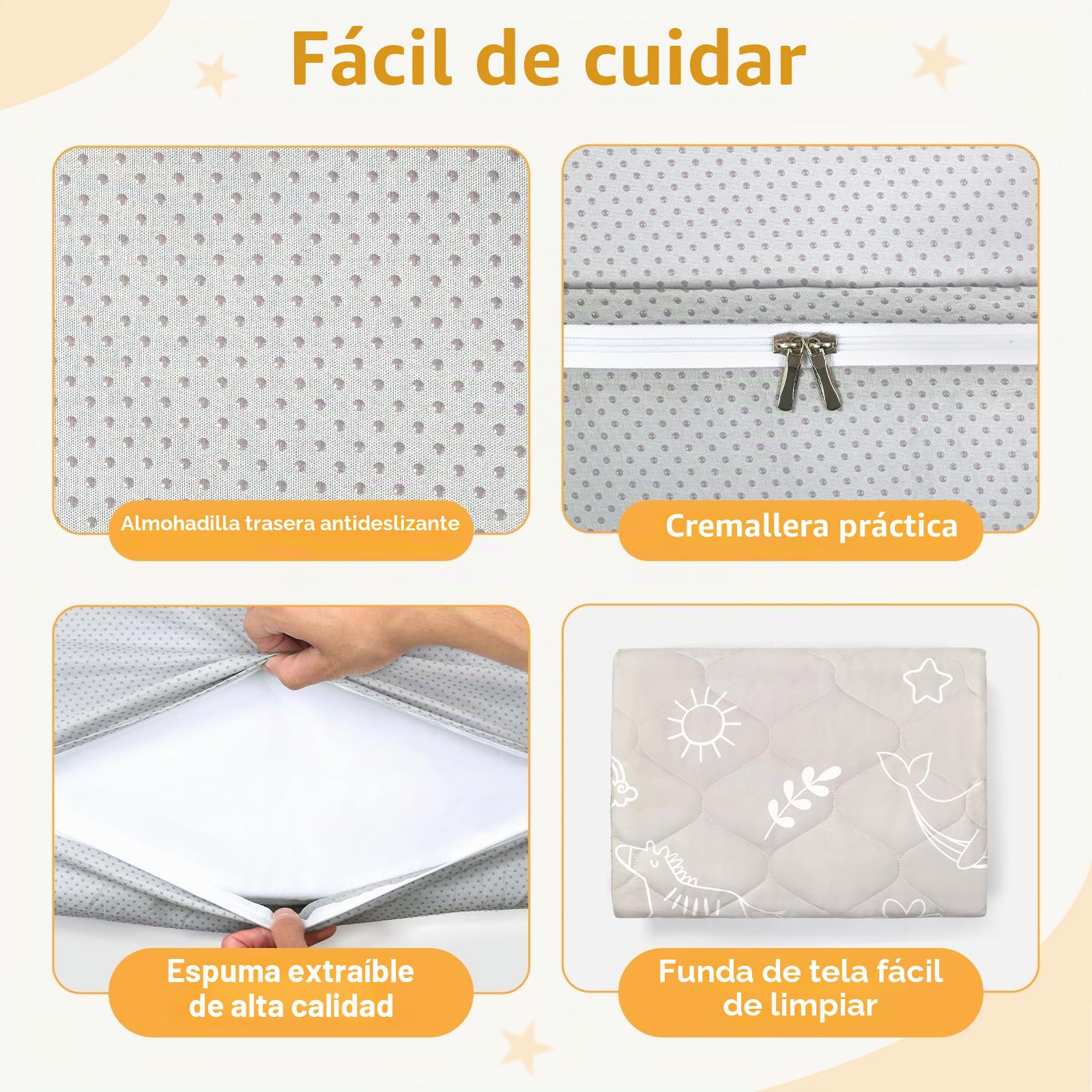 Alfombra Bebe 127×127 cm Desmontable Plegable, Espesar 2cm Alfombra Juegos Bebes Antideslizante, Tapete de Actividades Bebe Alfombras de Gateo Apto para Interior/Exterior/Valla (Animales con Líneas)