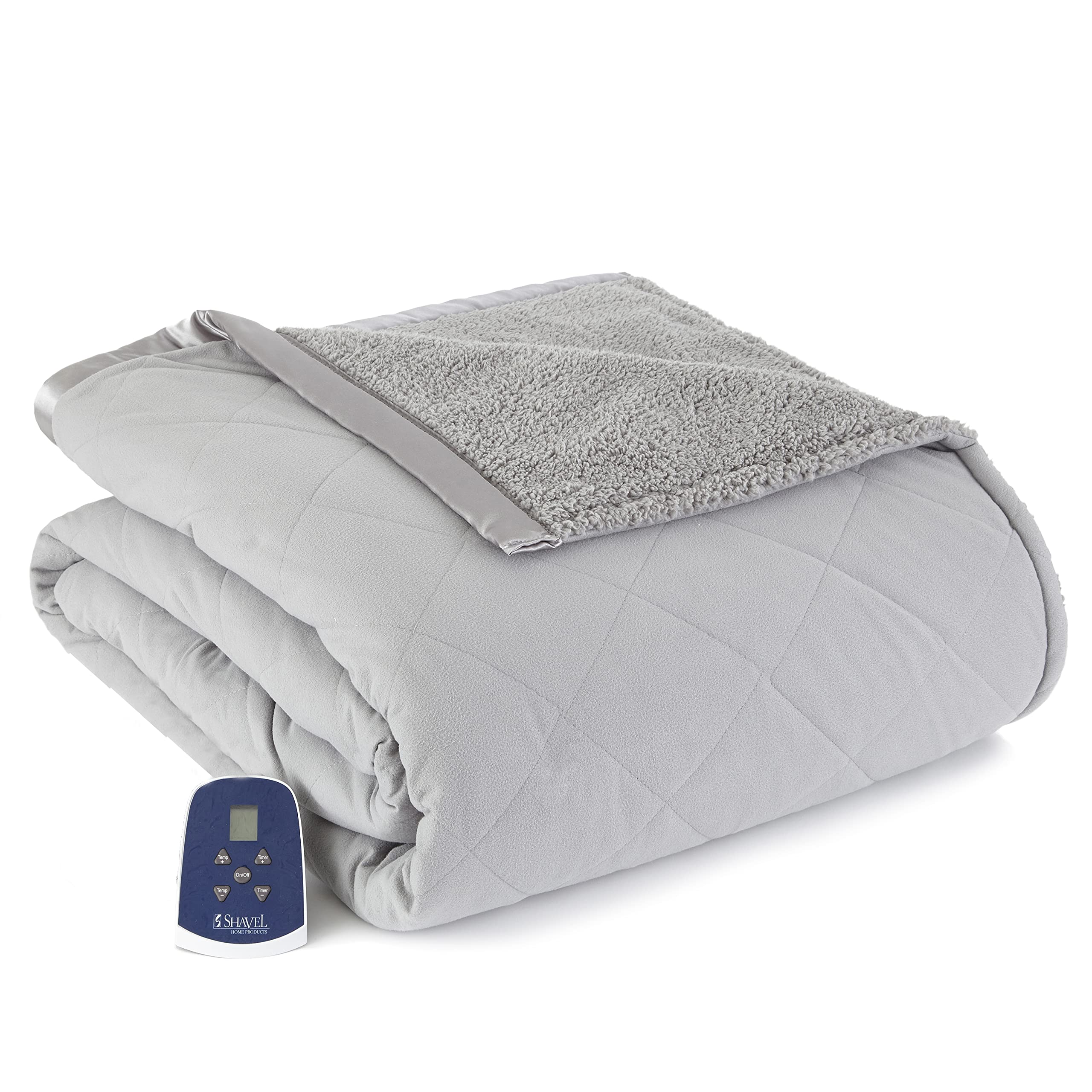 Amazon.com: Thermee Micro Flannel Full-Size Heated Electric Blanket with  Sherpa, Machine Wash u0026 Dry, Timer u0026 Safety Shutoff, 84Lx72W, Slate Grey :  Everything Else