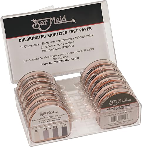 Bar Maid Chlorinated Sanitizer Test Strips Dispenser (100 St
