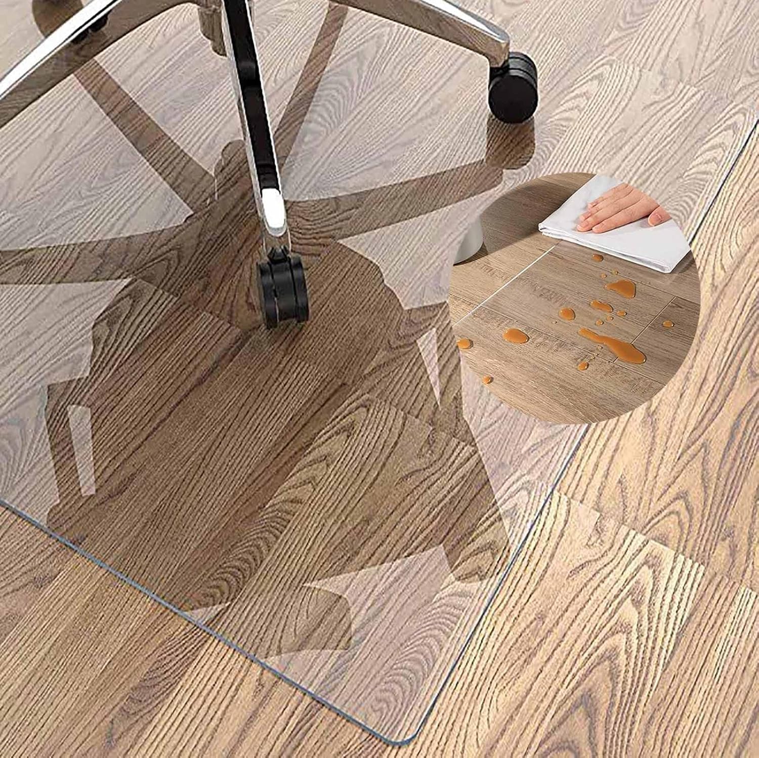 Alfombrilla para silla para suelos duros PVC 1,5 mm, transparente y antideslizante, base para silla de oficina antideslizante, alfombrilla protectora para suelos duros (110x160cm(43.31x62.99in))