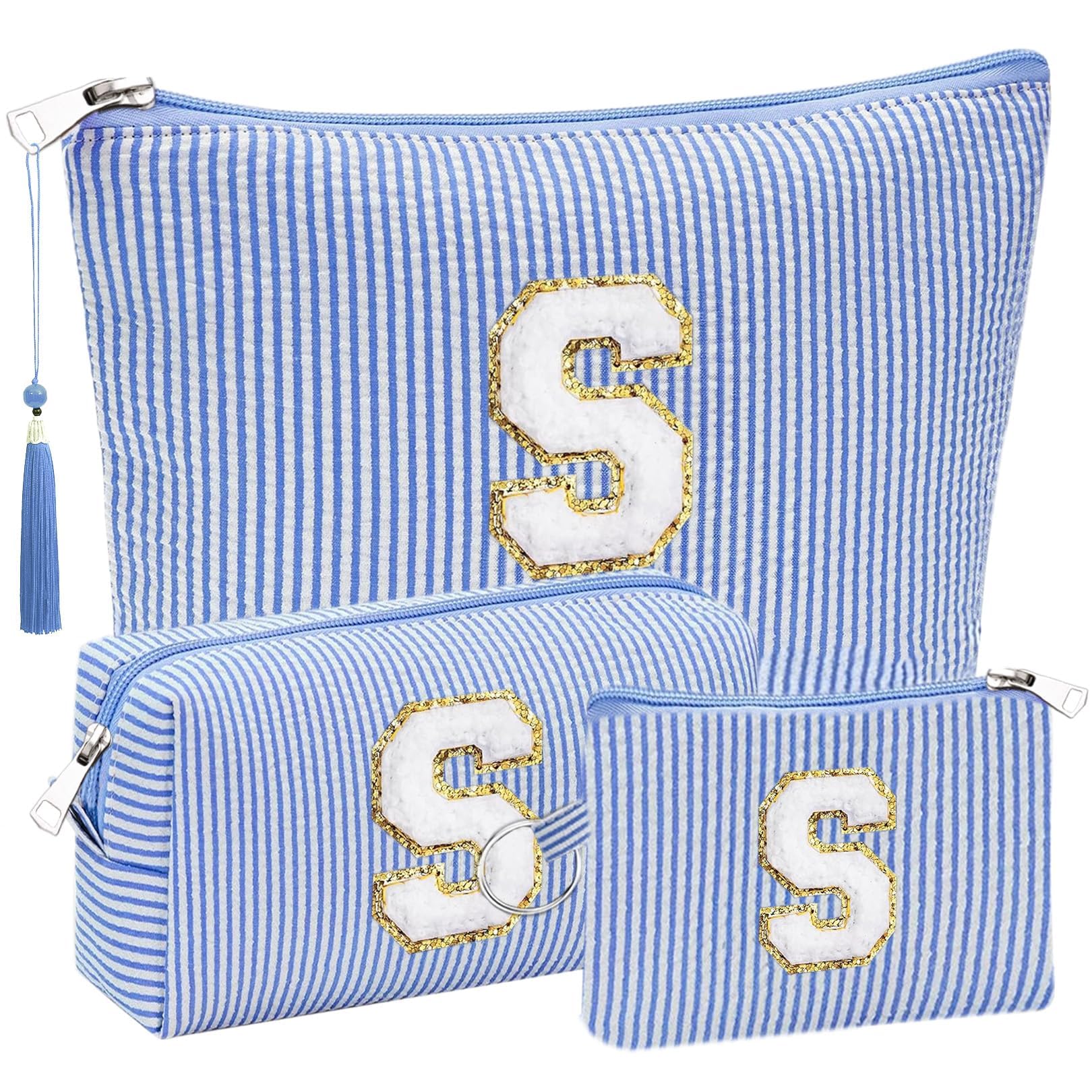 Initial Gifts Travel Cosmetic Makeup Pouch Bags Sets for Purse, 3pcs Stoney Clover Dupes Pouch Makeup Bag, Personalized Cosmetic Bags Set for Women,
