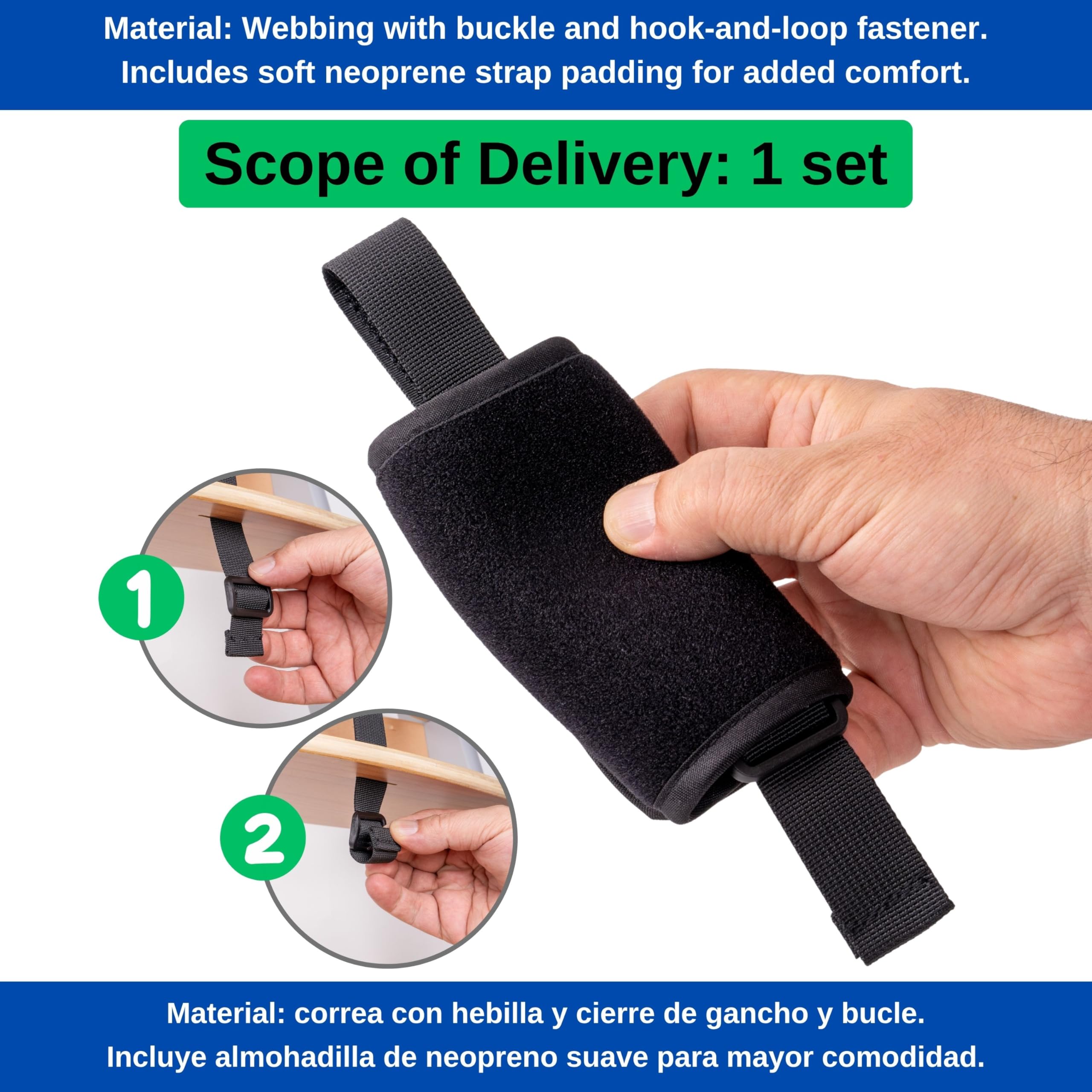 Cinghia inguinale con protezione per cintura per seggiolone, confezione da 2, in nero, cinghie per cintura compatibili con Hauck Alpha Beta, Stokke Tripp Trapp, roba e molti altri