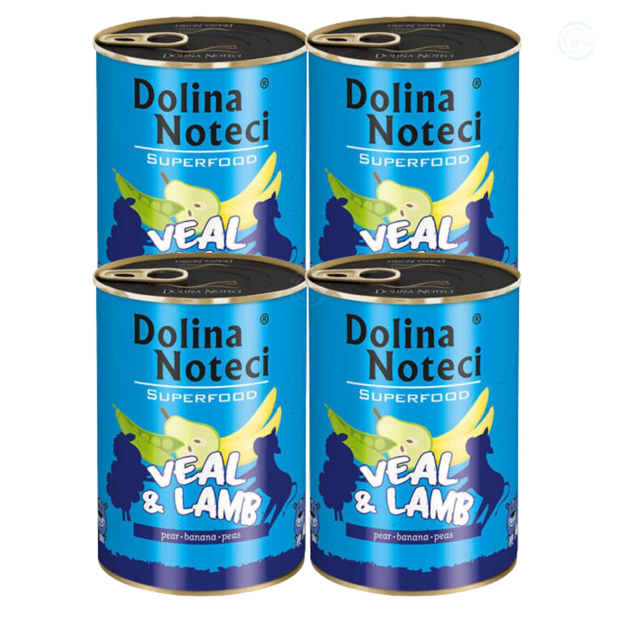 Dolina Noteci Premium Premium Grain-Free Dog Food: Veal & Lamb Recipe for Optimal Health - 80% Meat Content! Fresh Fruits, Vitamins, No Grains or Additives – Pure Nutrition! (Veal & Lamb, 4x400g)