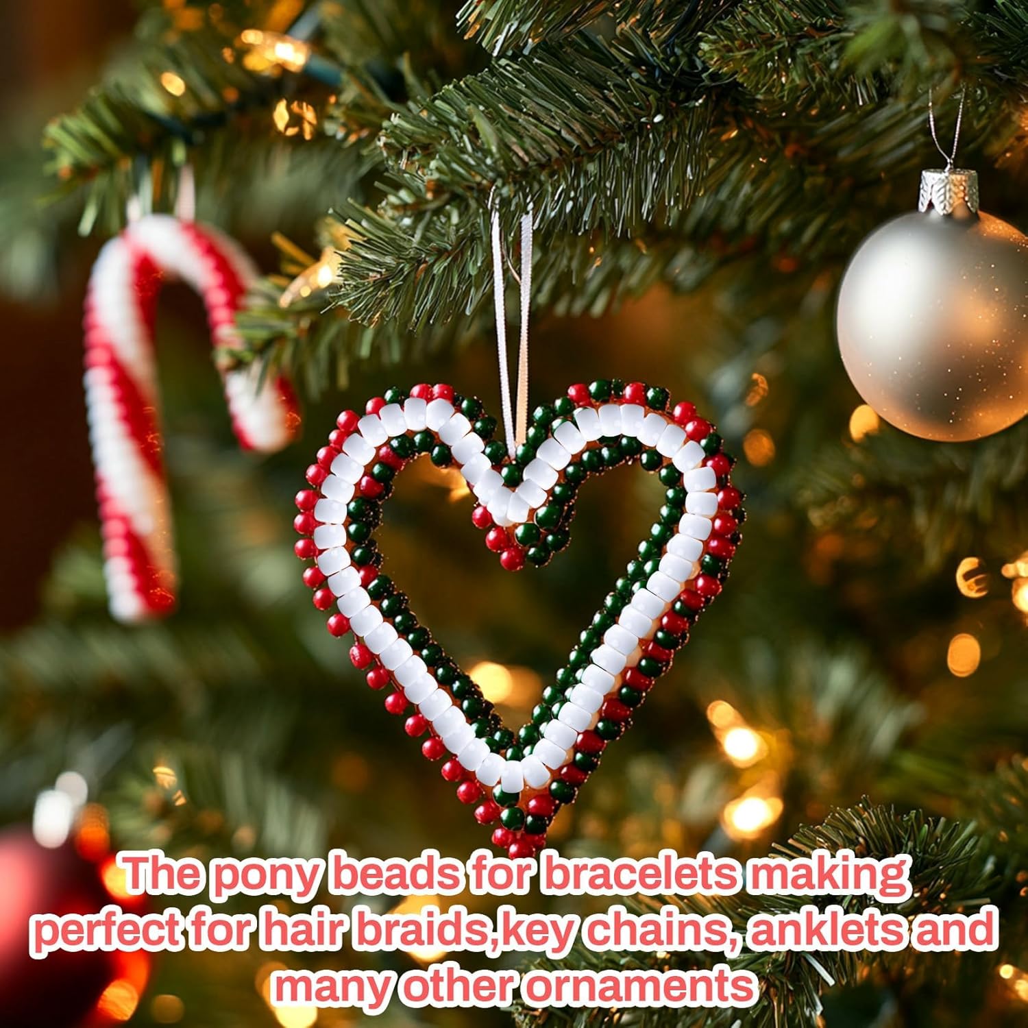 1000+ Pcs Pony Beads - Sukh White Pony Beads Bulk 6x9 mm Hair Beads Plastic Acrylic Braid Bead with Holes for Hair Braiding DIY Crafts Necklace Key Chains - Image 3