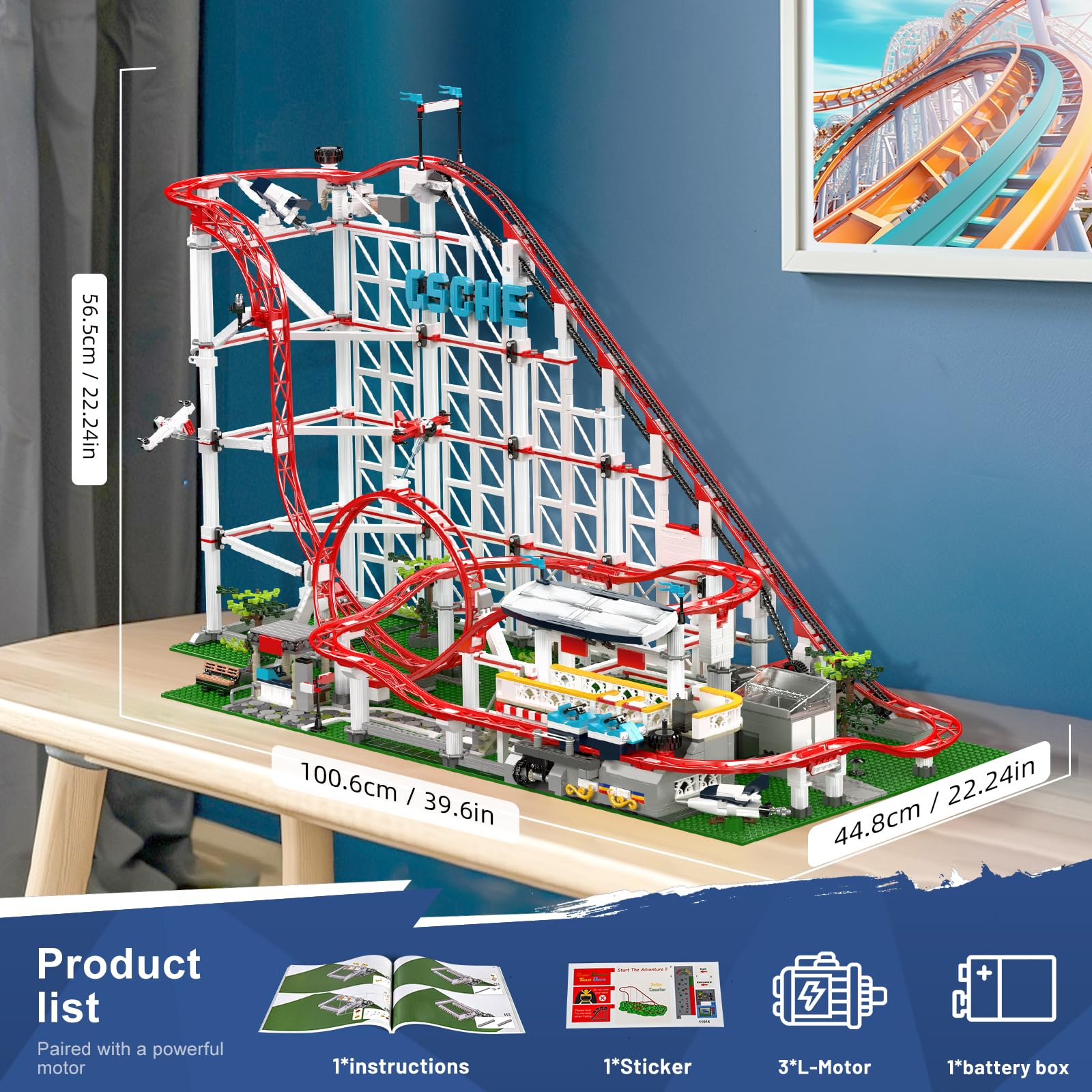 Mould King 11014 Loop Coaster Klemmbausteine Bausteine Kit, Looping-Achterbahn Vergnügungspark Untersetzer mit Motor, Roller Coasters Bauset für Teenager 14+/Erwachsene (3646+ Teile)