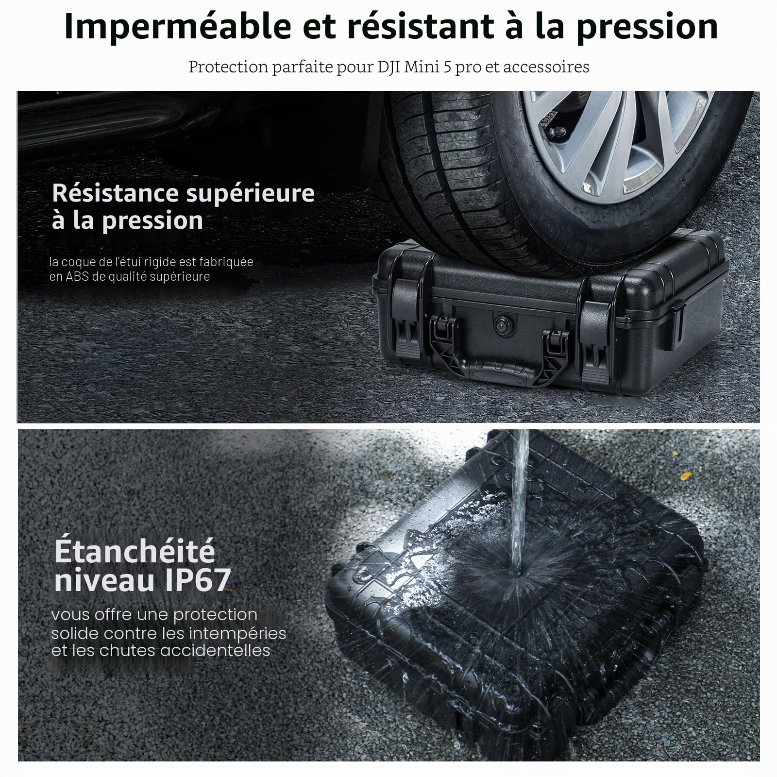 FPVtosky Étui Rigide pour DJI Mini 5 Pro/Fly More Combo/Plus, Sac de Transport étanche pour Accessoires Mavic Mini5 Pro RC 2 [ Étui Seulement ]
