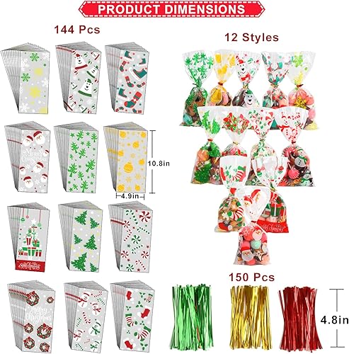 Miniatura 9 de KIMOBER 160 bolsas de dulces de Halloween, bolsas de celofán con lazos giratorios para suministros de fiesta de Halloween