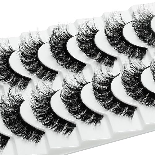 Miniatura 6 de SONAFEEL Pestañas rusas de aspecto natural, pestañas rizadas de 0.71 pulgadas, 10 pares de pestañas de visón finas, paquete de pestañas postizas