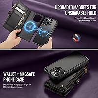 Vista 3 de Defencase para iPhone 11 Funda Magnética tipo Cartera Compatible con Magsafe con Bloqueo RFID Cremallera y Tarjetero para Mujeres y Hombres, Correa