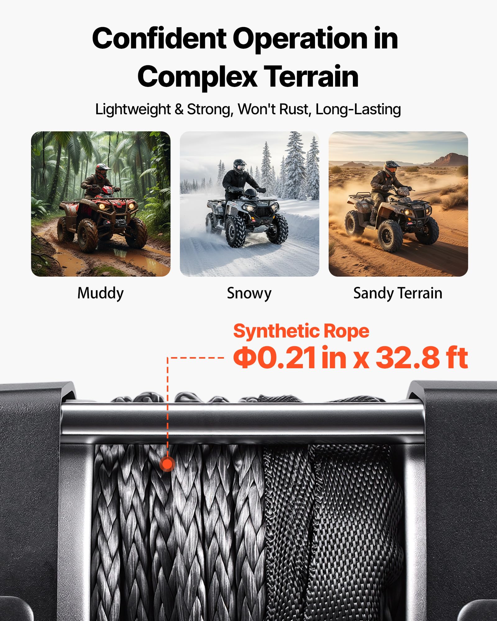 VEVOR Verricello Elettrico con Cavo da 1587 kg, Verricello Elettrico da 12 V CC per ATV/UTV Fuoristrada con Fune Sintetica Ø 5,5 mm x 10 m, Telecomando Cablato, Protezione IP55 per Recupero Stradale