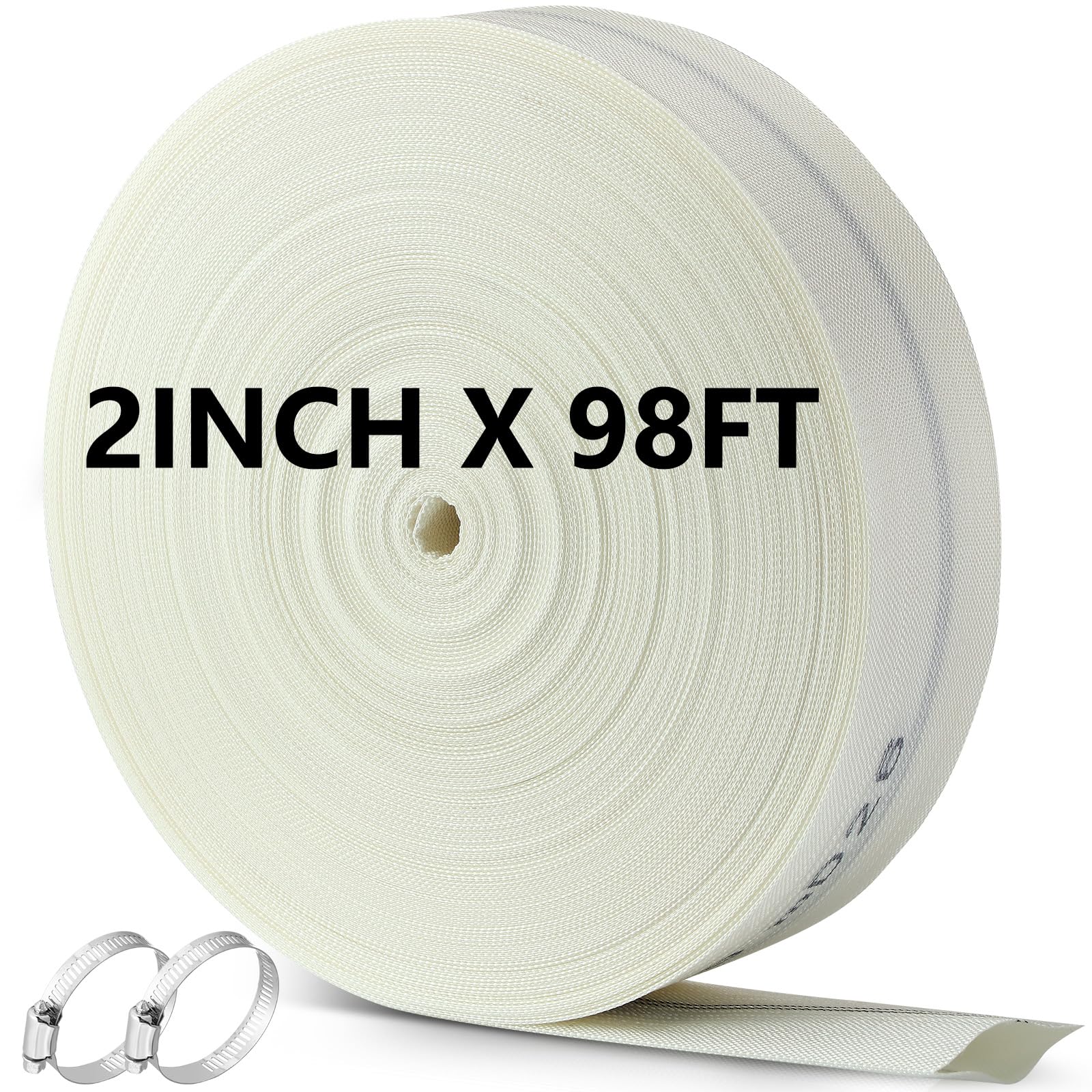 Pushglossy Manguera de descarga de 2 pulgadas x 98 pies, manguera de descarga de PVC reforzado resistente con abrazaderas dobles para bomba de tubería de piscina, transferencia de agua, riego de