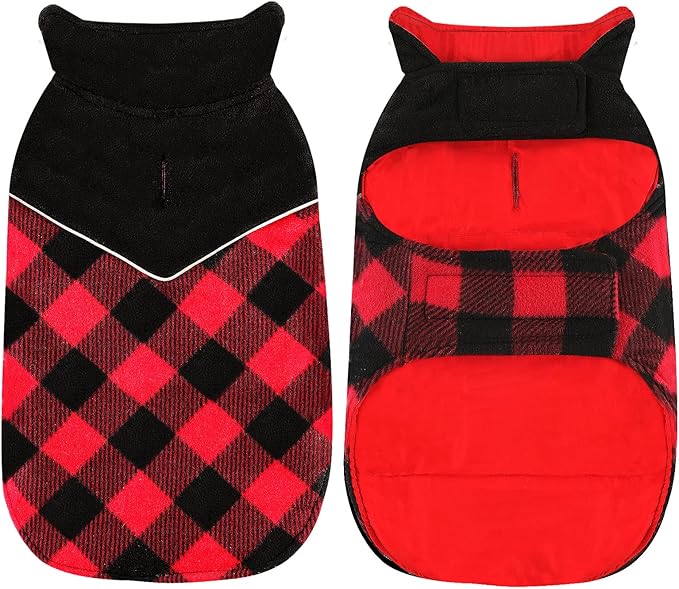 Fragralley British Style Plaid Dog Winter Coat, Cozy