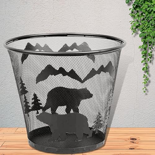 Miniatura 2 de BestGiftEver Papeleras con diseño de oso negro y paisaje de montaña, decoración rústica de cabaña