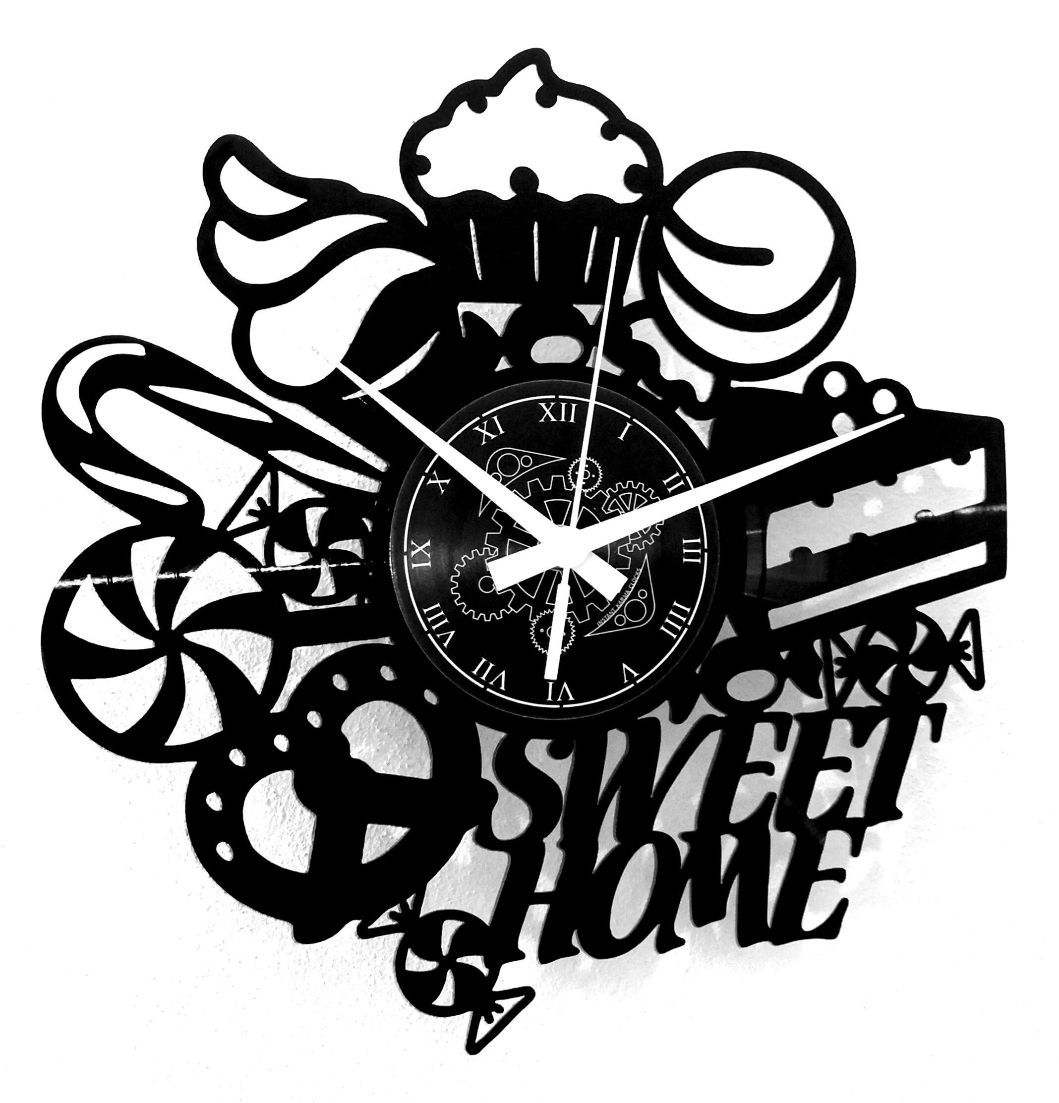 Horloge murale disque en vinyle boutique pâtisserie décoration gâteaux