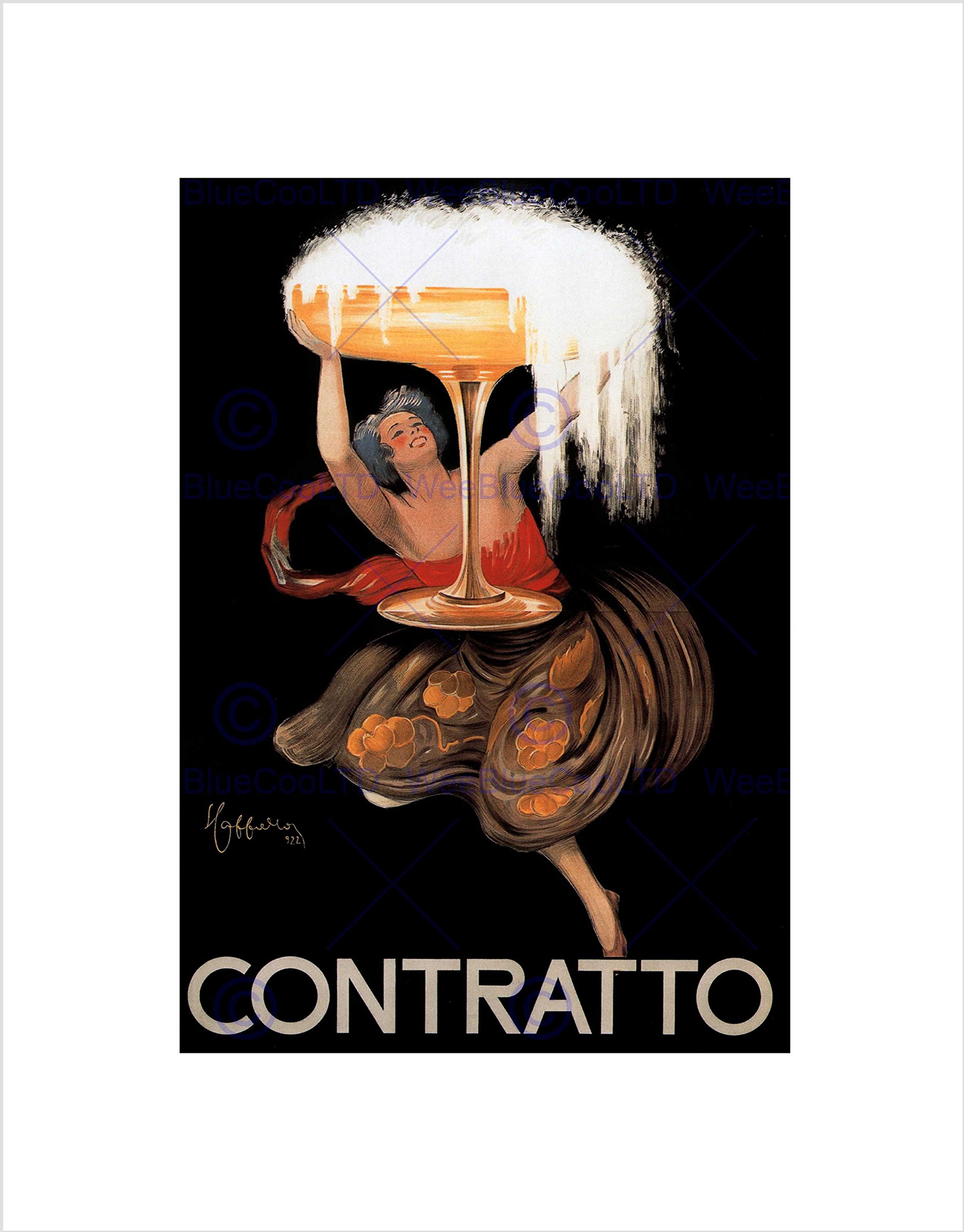 Wee Blue Coo Advert Champagne Contratto Italy Drink Alcohol Wall Art Print