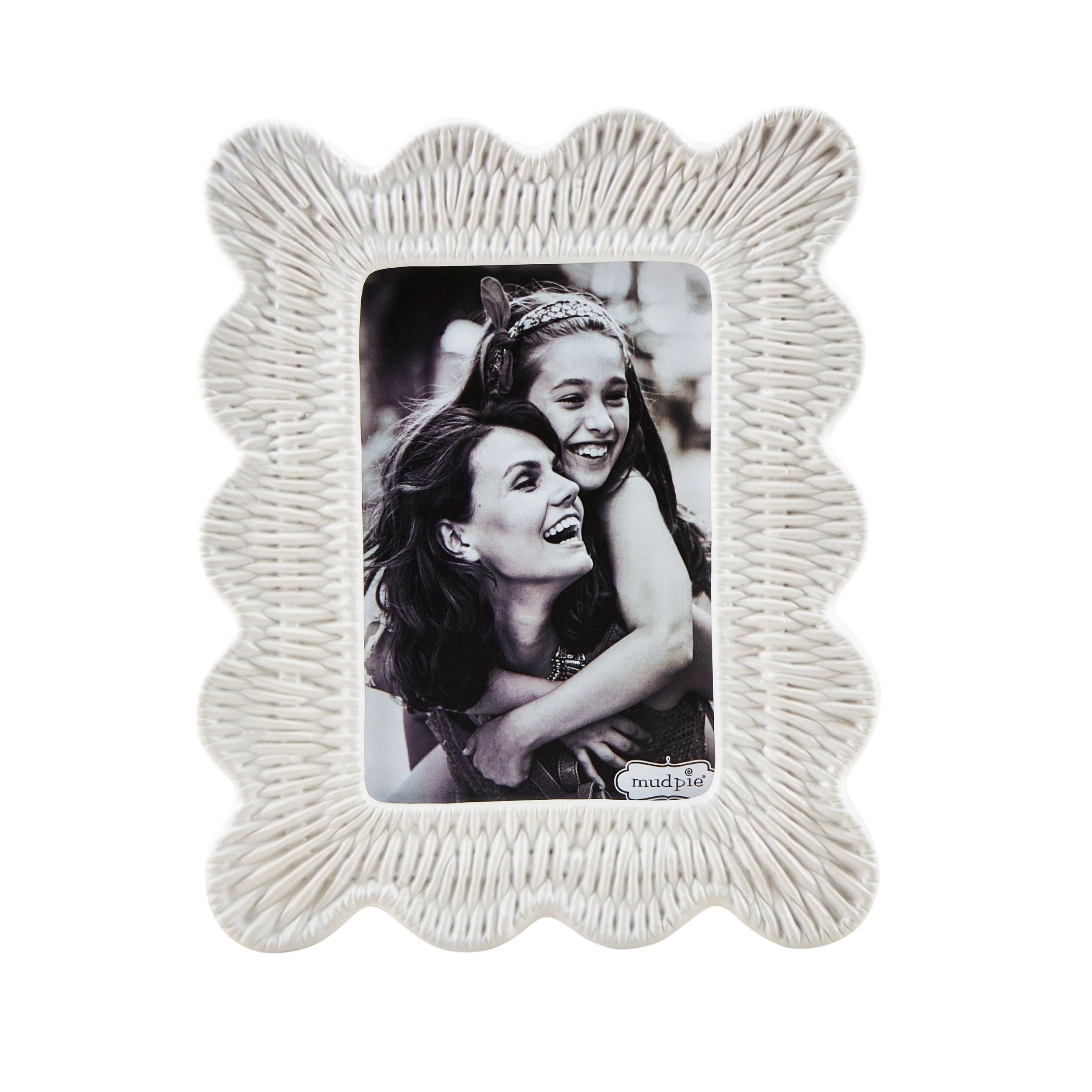 Cadre en céramique tissée Mud Pie 4x6 pour photo de table