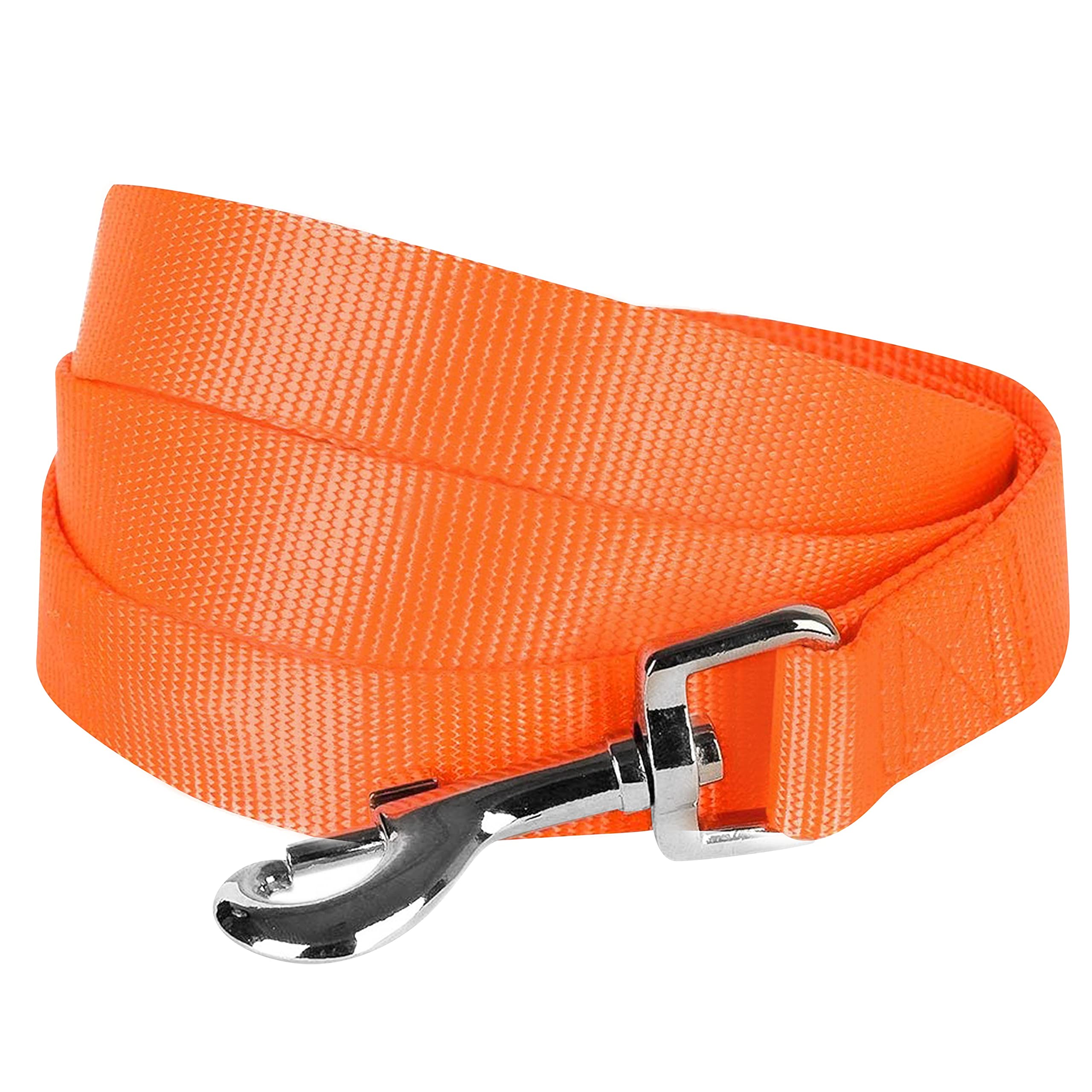 Blueberry Pet Essentials Florence Orange Dog Leash for Small -5' * 5/8" Dogs | Heavy Duty Nylon Lead | Lightweight Puppy & Cat Leash for Walking &