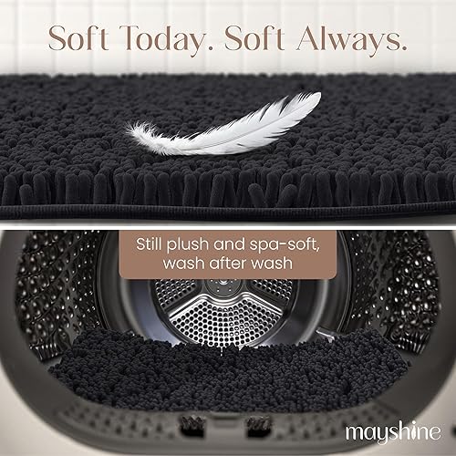 Miniatura 87 de Tapete de baño extra largo de felpilla suave, tapete de microfibra absorbente, lavable a máquina y antideslizante para puerta, baño, habitación