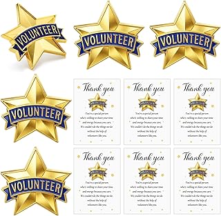 30 Sets Volunteer Awards Gifts Bulk Star Enamel Pins on Card Volunteer Lapels Pins Reward Thank You Cards Employee Appreciation Gifts for Staff Recognitions