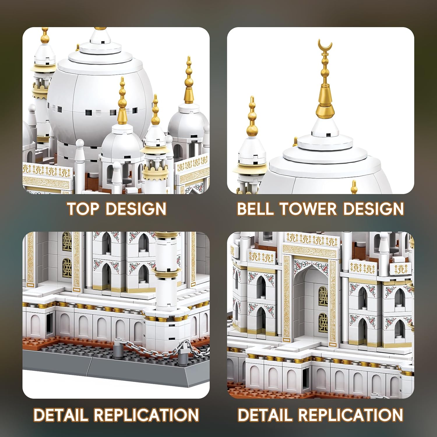 Taj Mahal Building Block Set 1113 Pieces Large World Wonder Architecture Model India Landmark Souvenir with Golden Finials & Nameplate Gift for Adults Teens