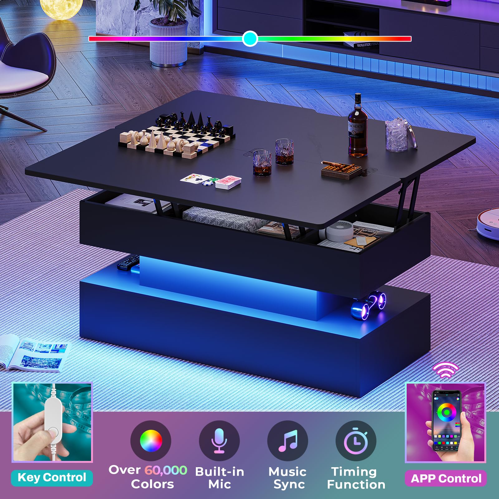 Snapklik.com : Itaar 40" Lift Top Coffee Table, 4 In 1 Coffee Table