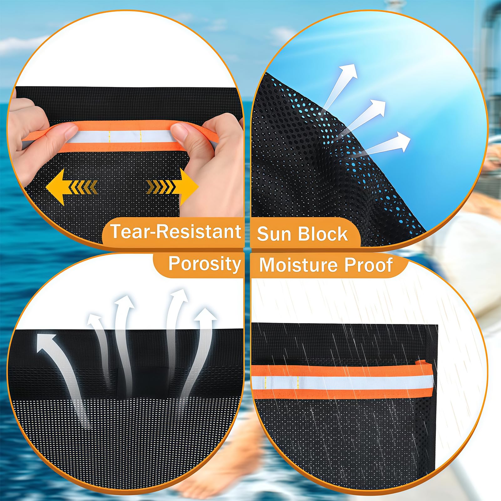2 Borsa Portaoggetti per Barche da 7.09 x 9.84 Pollici, Borse Autoadesive per Riporre Le Barche con Gancio e Anello di Sicurezza, Rete A Maglie Anti-Perdita per Guanti, Attrezzi