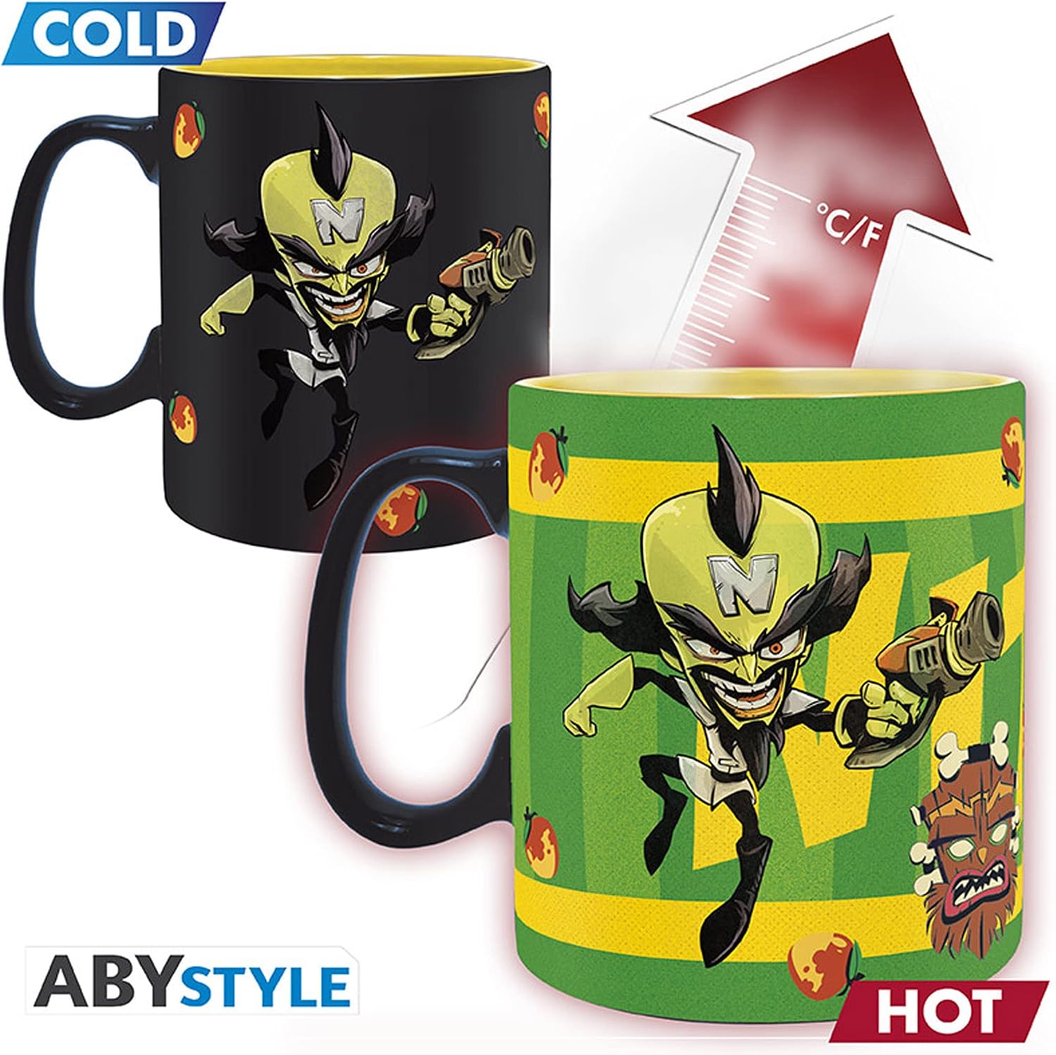 ABYSTYLE Crash Bandicoot Thermal Effect Mug Nitro Green Printed Ceramic 16oz Capacity in Gift Box