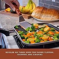 Vista 2 de Bellemain Espátula de acero inoxidable Turner resistente con bordes biselados y mango de madera dura Espátula de metal grande para sartén