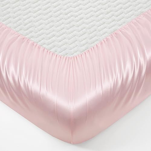 Miniatura 10 de Counfeisly Sábana bajera ajustable de satén de tamaño individual, sedosa y transpirable con bolsillos profundos solamente, color azul bebé