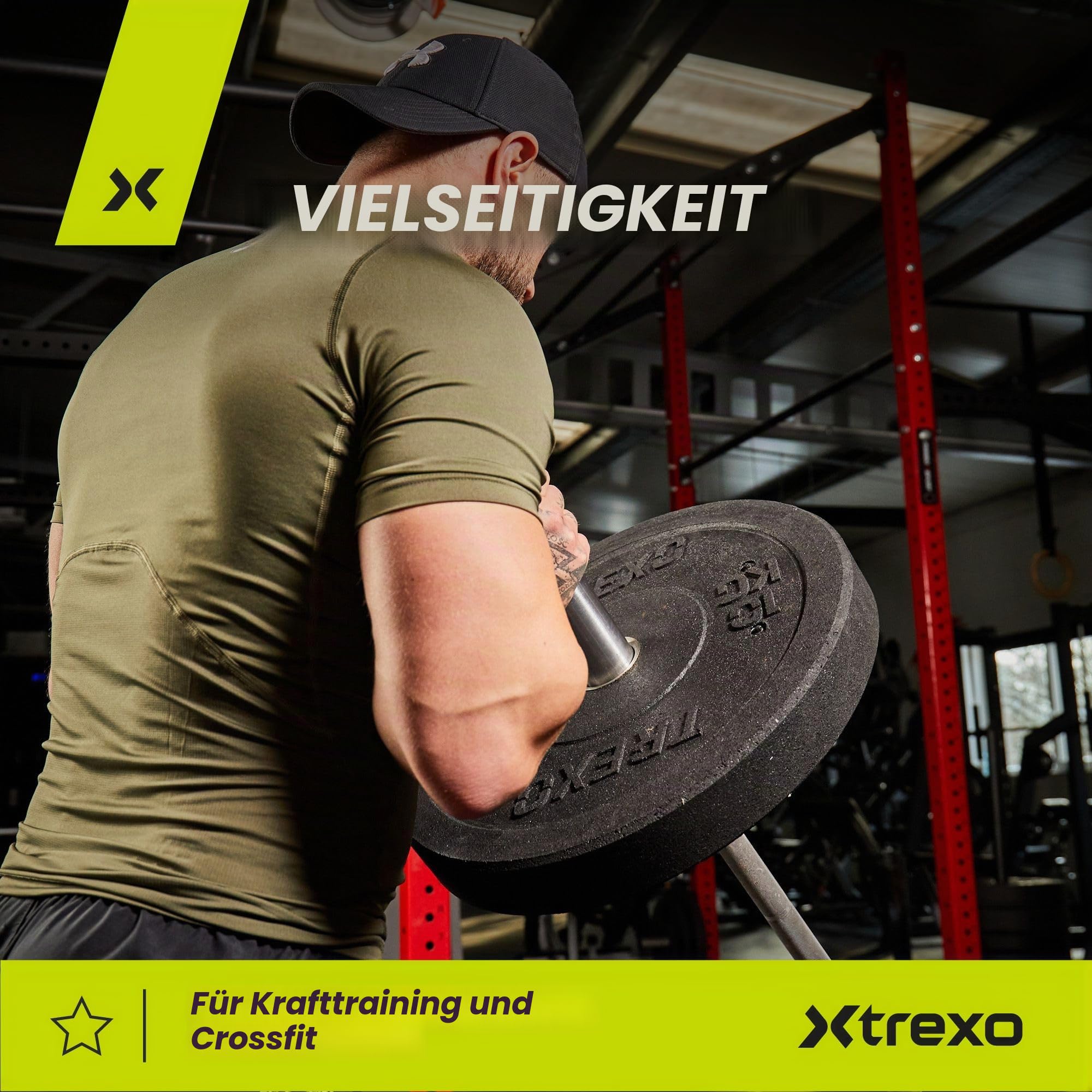 TREXO Olympic Bumper Hantelscheibe Gummiertes Material für Langhantel 50 mm Durchmesser Langlebige FitnessScheibe Krafttraining Crossfit