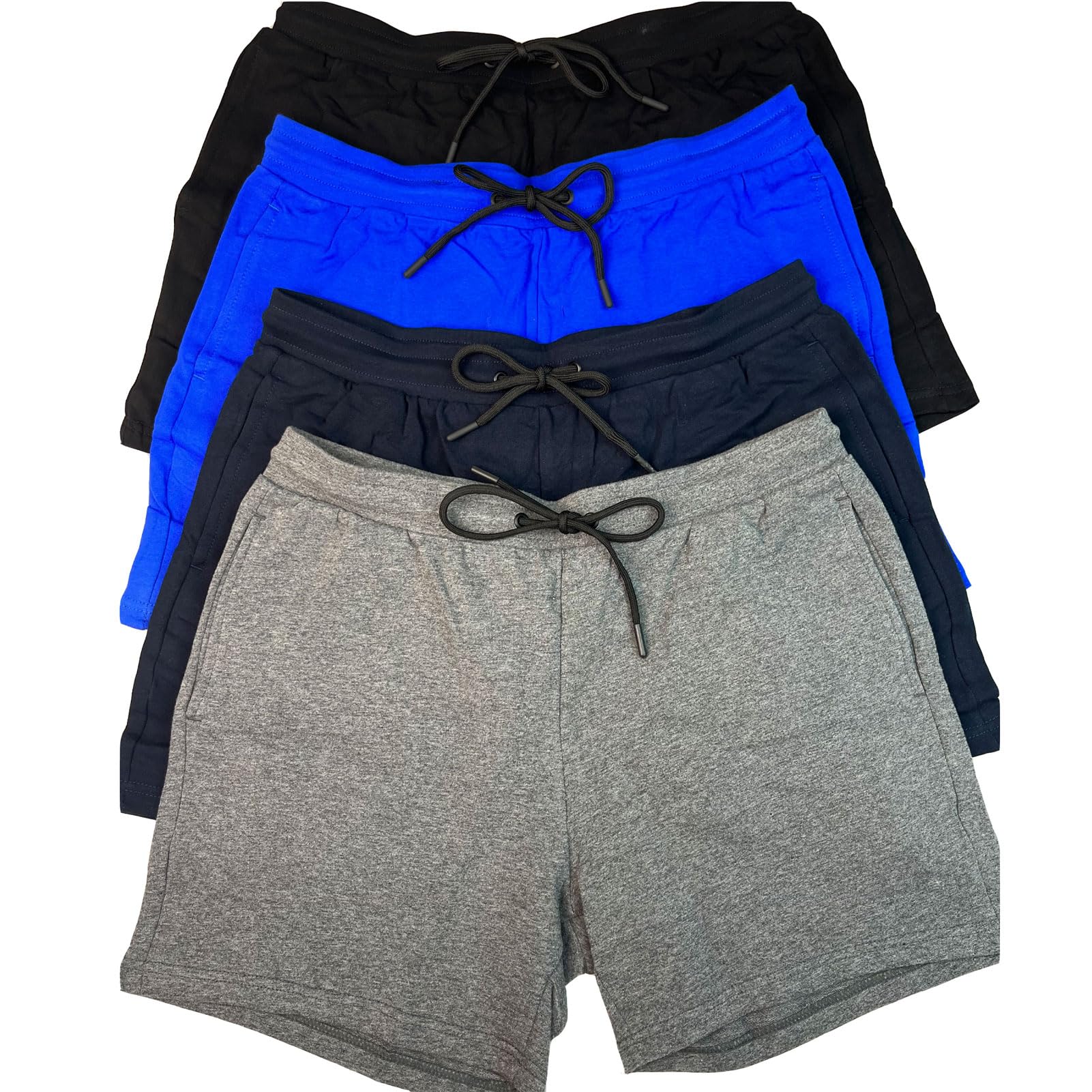 Herren 5 Inch Baumwolle Sporthose Elastische Taille mit Tasch Casual Atmungsaktive Laufenshort Sommer Beach Shorts Fitnessstudio Trainieren Kurze Hose