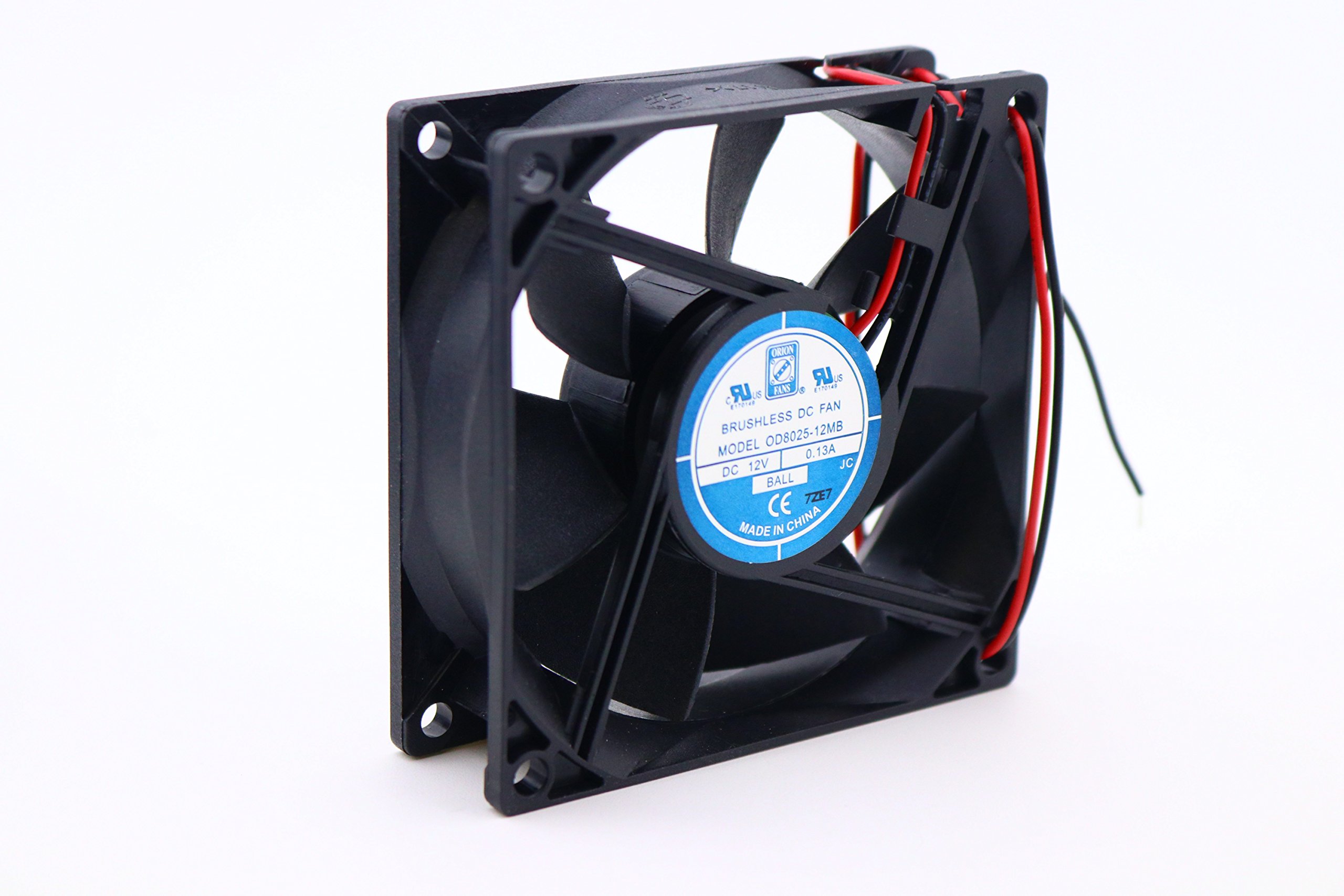 Orion Fans OD8025-12MB 80mm PC Cooling Fan - 12VDC, 31CFM, 28dBA, Ball Bearing Computer Case Fan