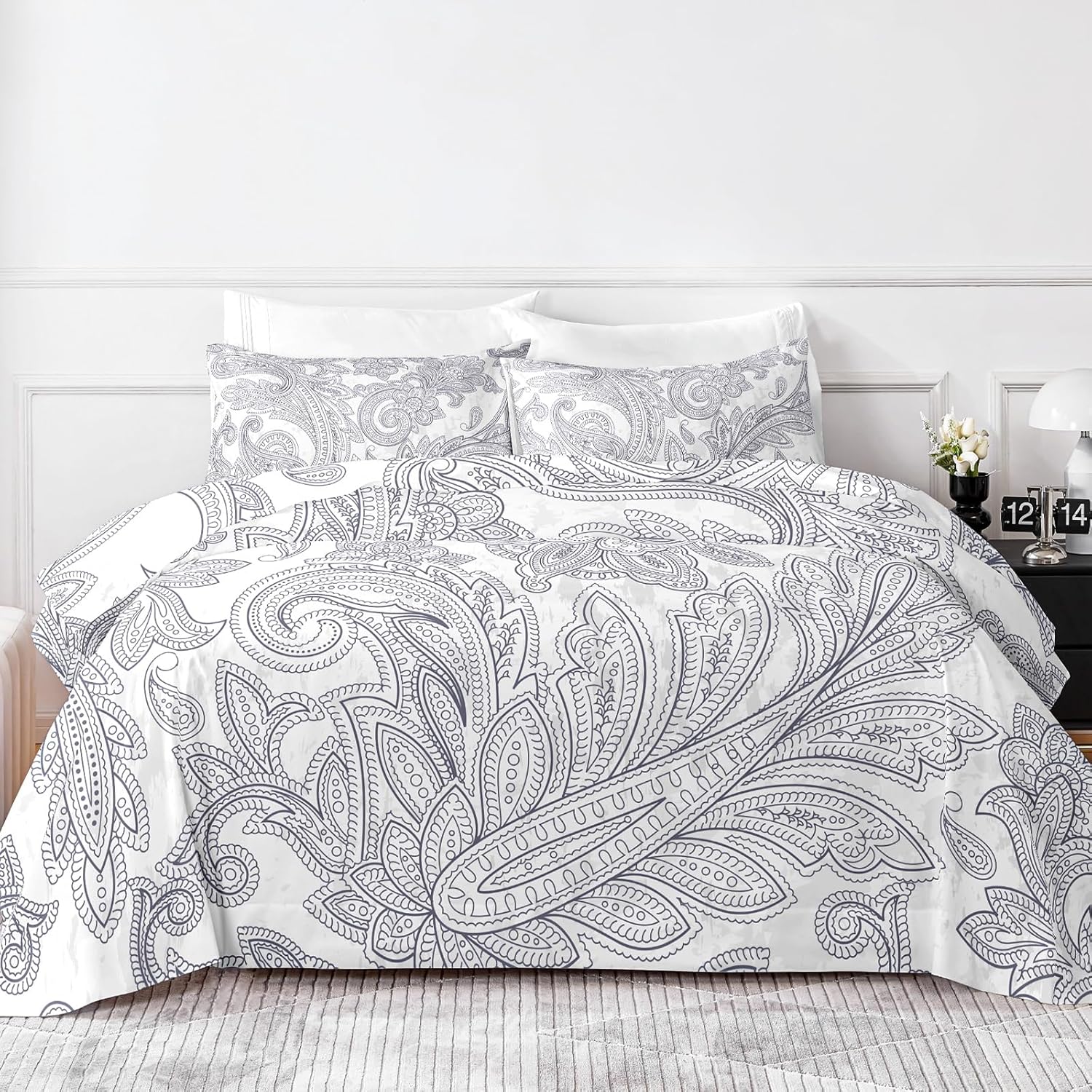HCORA King Size Sheets Floral Print Luxury 90GSM