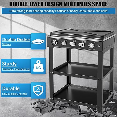 Miniatura 5 de Estufa de gas propano, quemador de propano de 5 quemadores, estufa de campamento de encendido automático con soporte para patas y adaptador de