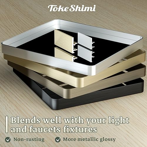 Miniatura 4 de TokeShimi Espejo de tocador de baño dorado de 36 x 36 pulgadas para pared, espejo rectangular con aleación de aluminio no oxidante, marco de metal
