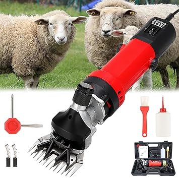 Unisex Pets Upgraded 6 Speed Electric Pet Clippers, Heavy Duty Animal Shears For Dog, Cow, Buffalo, Goat - Sheep Hair Cutting Machine & Sheep Trimmer Machine, Red
