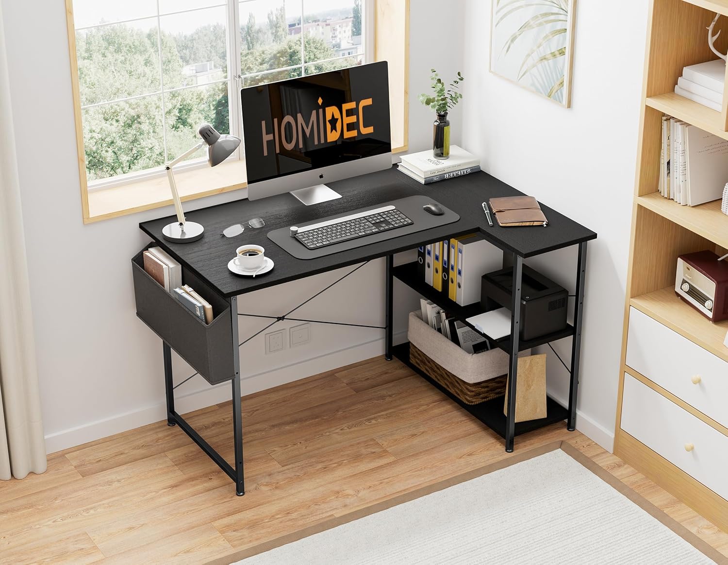 Bureau D'ordinateur HOMIDEC Blanc - 100 Cm Avec 2 Tiroirs - Table D'écriture Adulte/ado